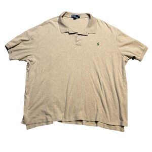 🦌 Ralph Lauren Polo Beige Tan Shirt 👕 Men’s 4XB Green‎ Pony Logo 🌿